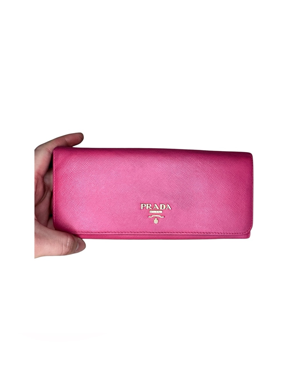 Prada Pink Saffiano Leather Continental Wallet